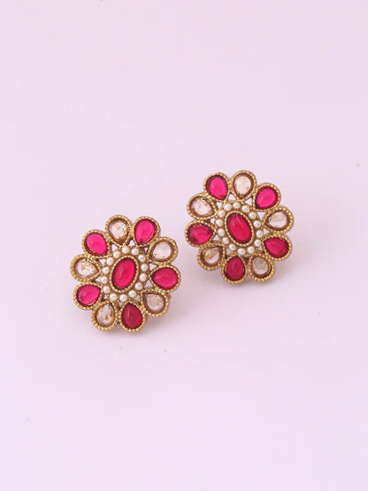 Pink Floral Studs