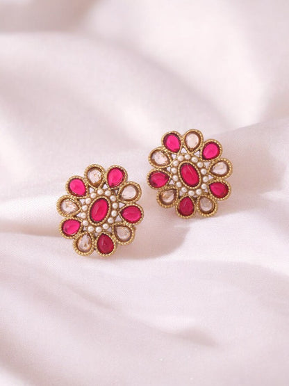 Pink Floral Studs