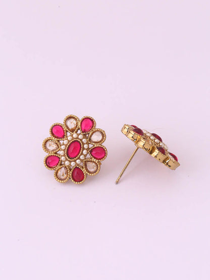 Pink Floral Studs