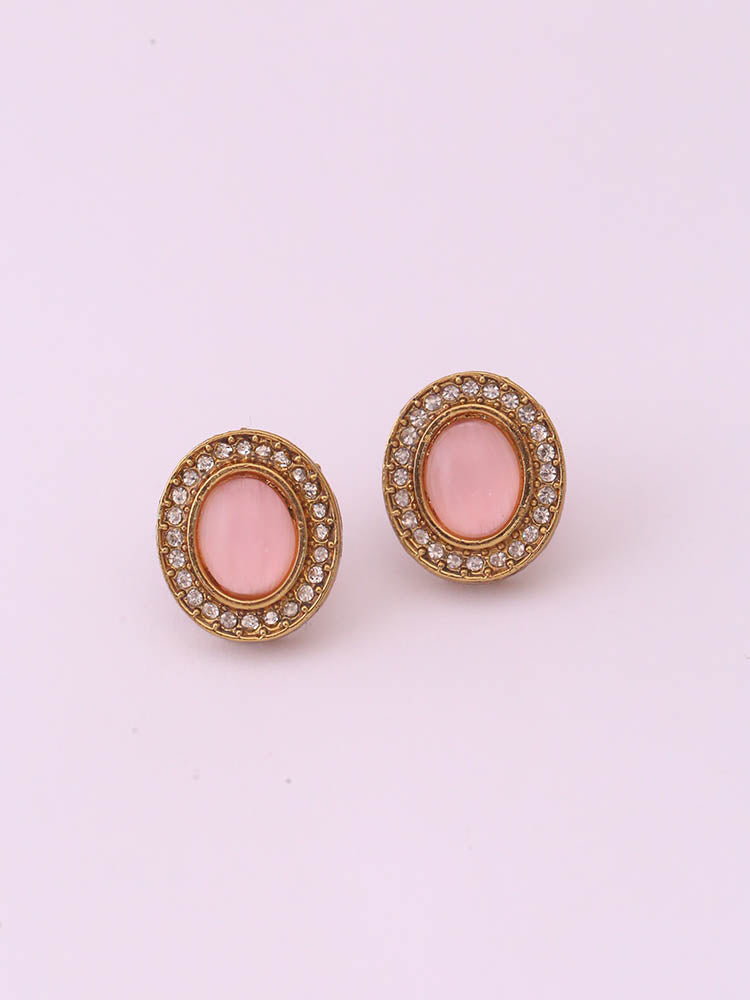 Pink Oval Studs