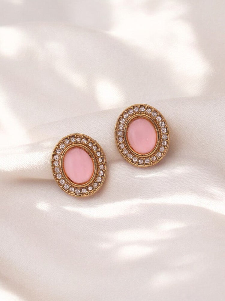 Pink Oval Studs