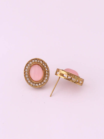 Pink Oval Studs