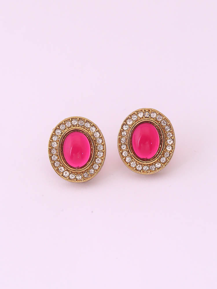 Pink Oval Studs