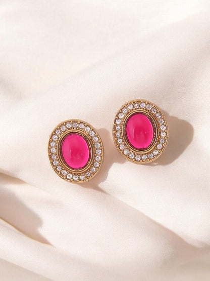 Pink Oval Studs