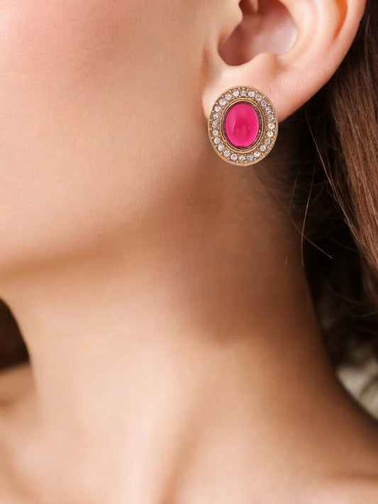 Pink Oval Studs