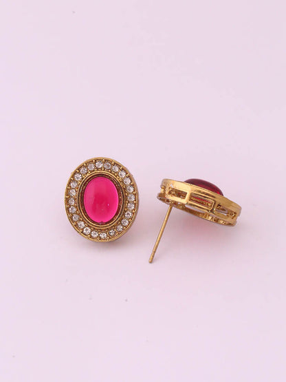 Pink Oval Studs