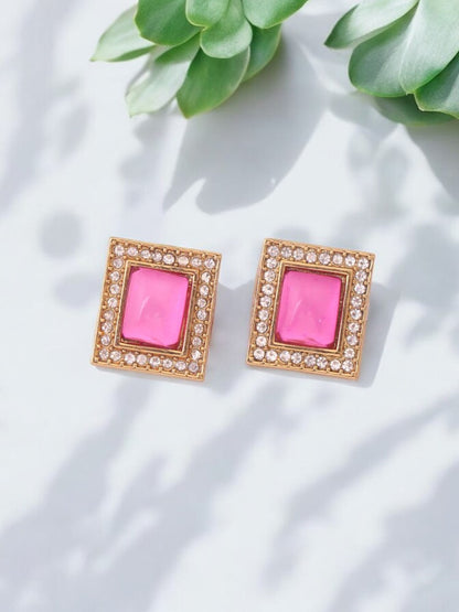 Pink Rectangle Studs