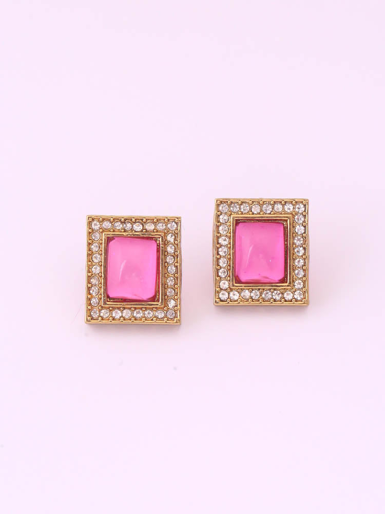 Pink Rectangle Studs