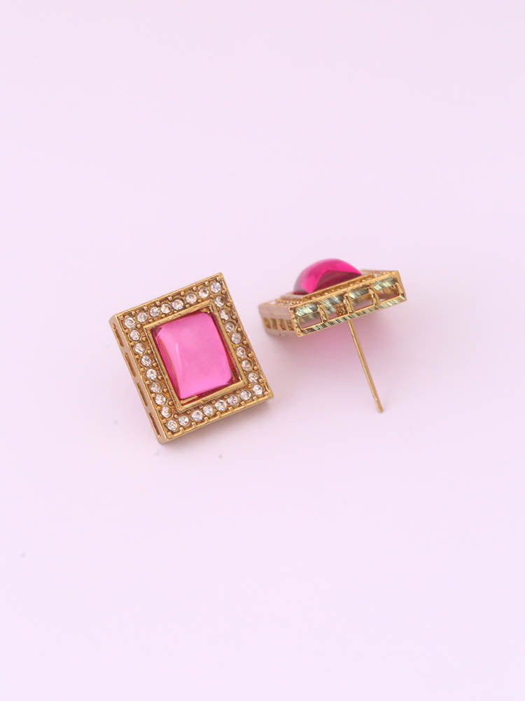 Pink Rectangle Studs