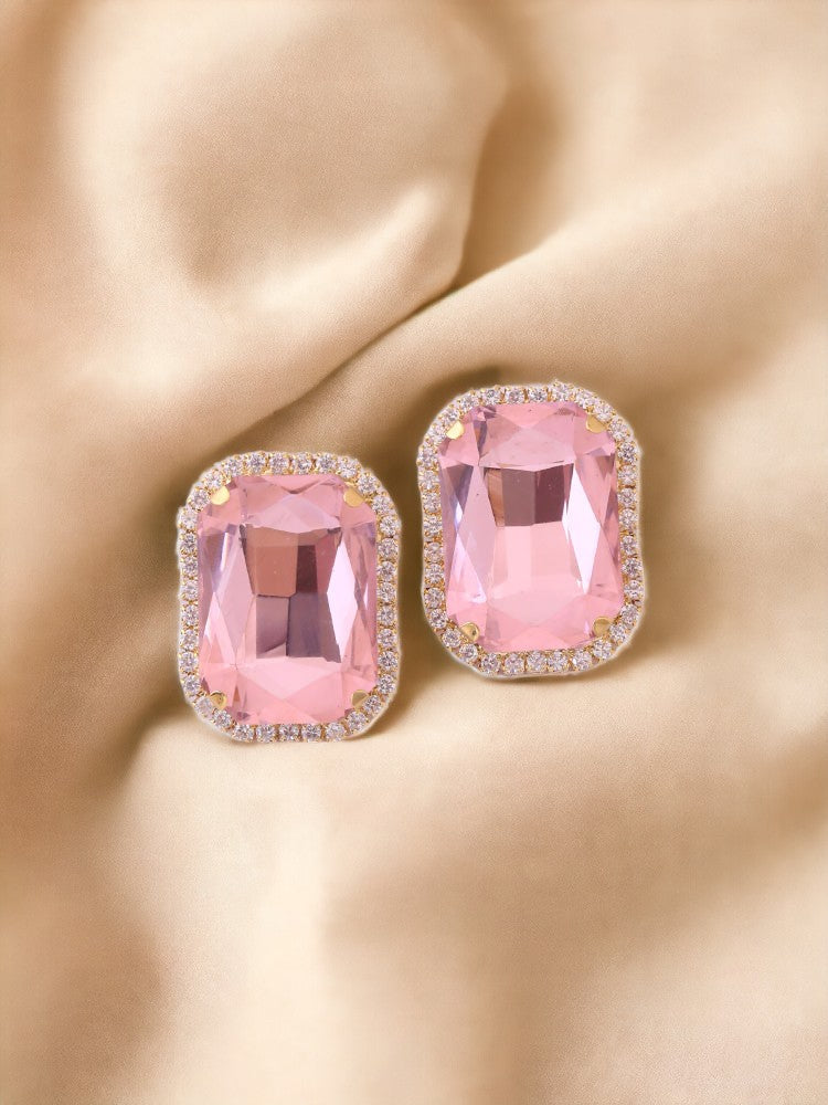 Pink Square Studs