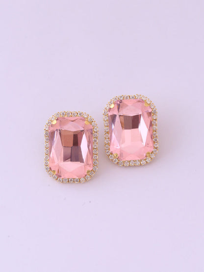 Pink Square Studs