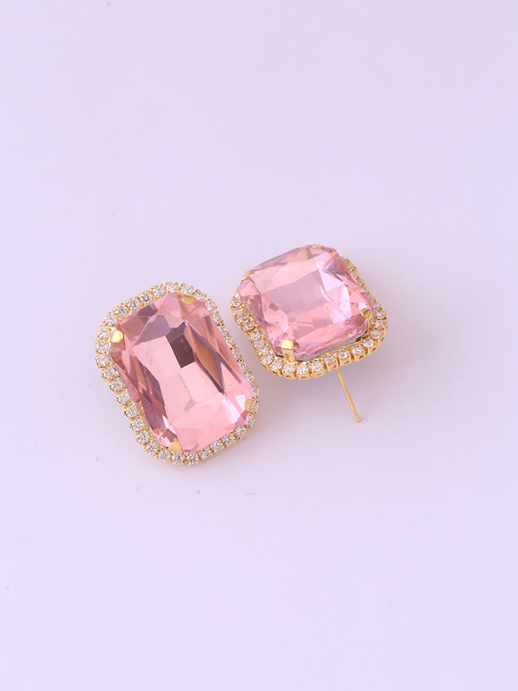 Pink Square Studs