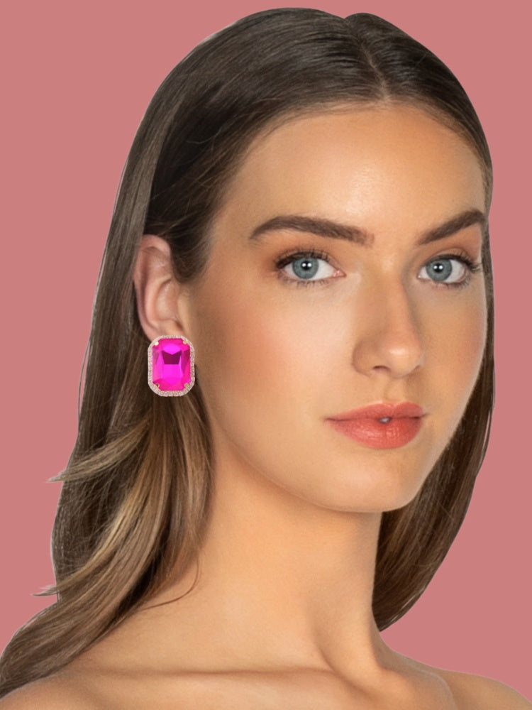 Pink Square Studs