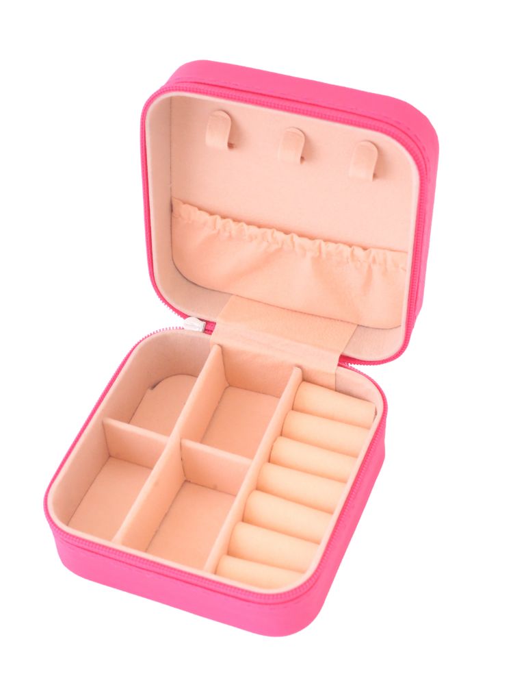 Pink Square Portable Jewellery Organiser