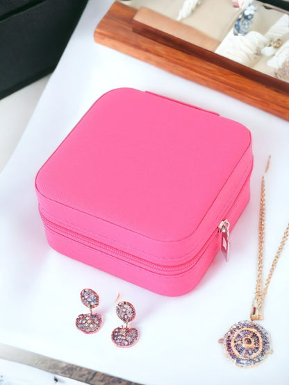 Pink Square Portable Jewellery Organiser