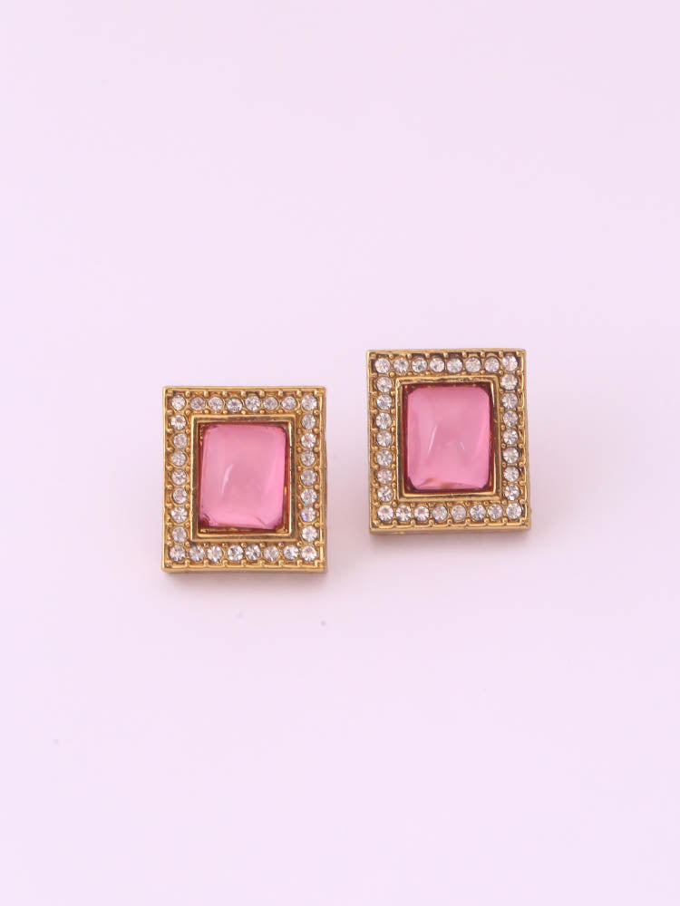 Pink Rectangle Studs