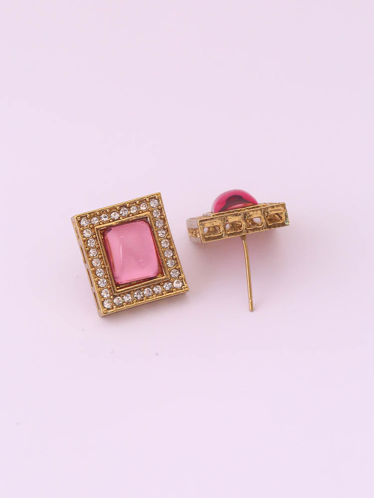 Pink Rectangle Studs