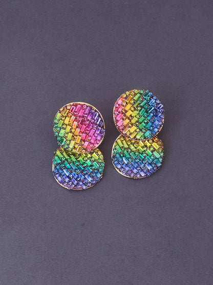 Multicolor Double Circle Studs