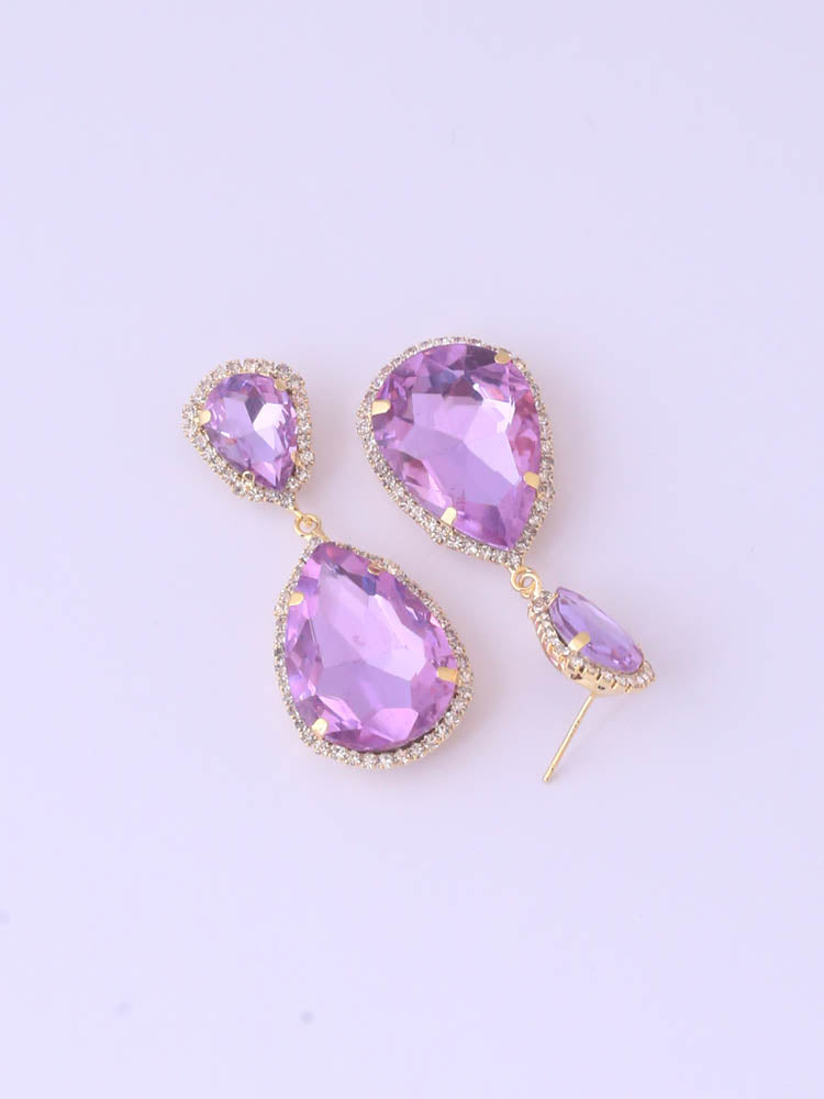 Purple Water Drop Danglers