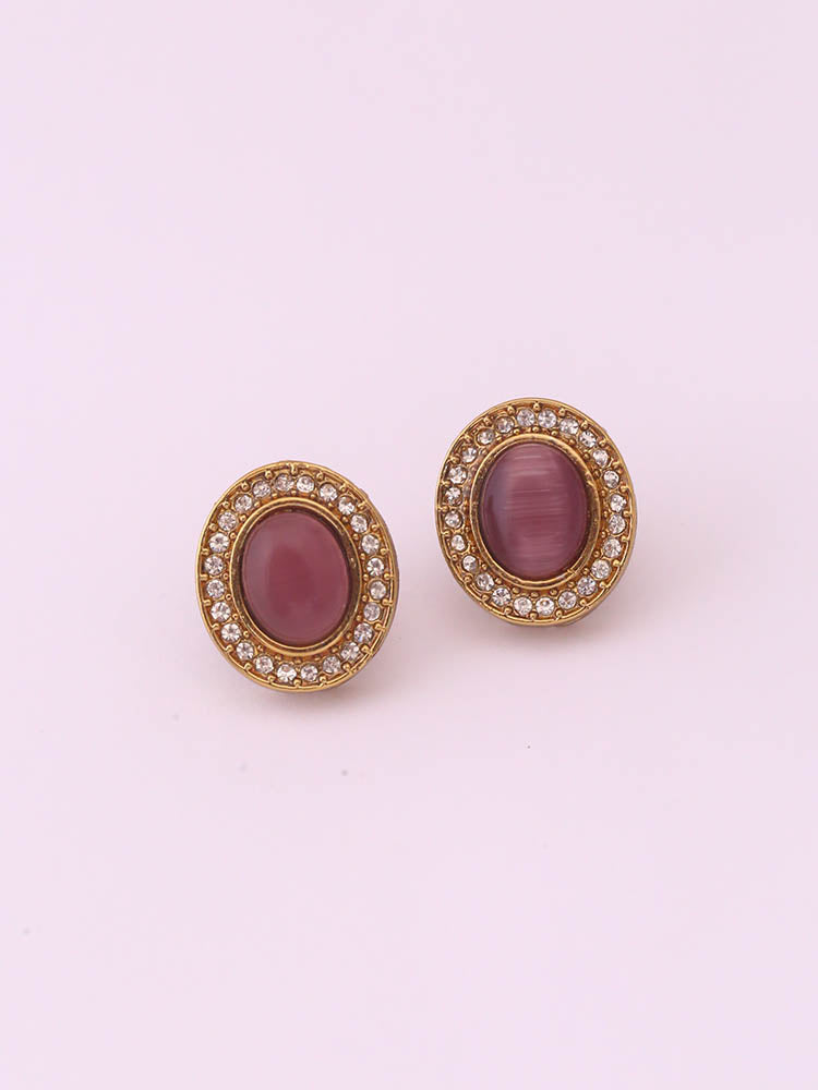 Purple Oval Studs