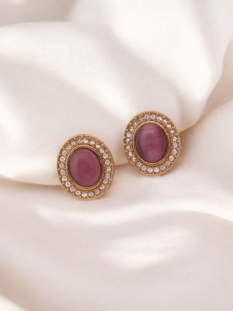 Purple Oval Studs