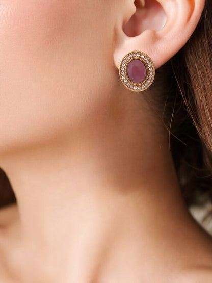 Purple Oval Studs