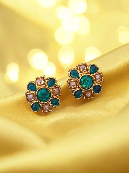 Green Flower Studs