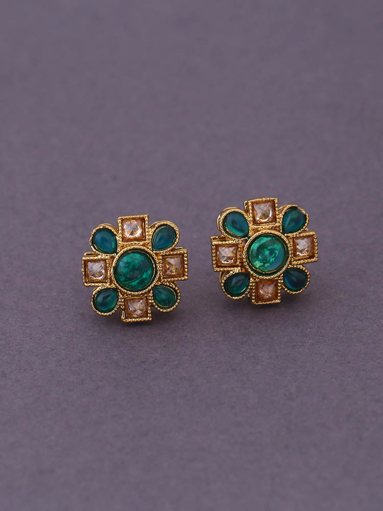 Green Flower Studs