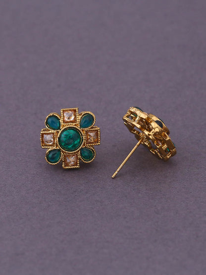 Green Flower Studs