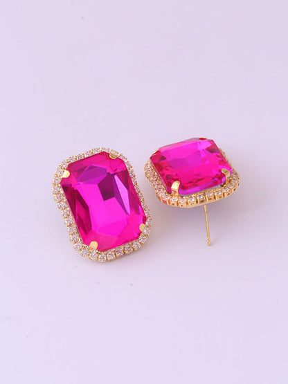 Pink Square Studs