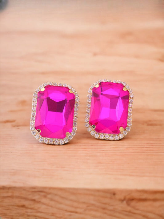 Pink Square Studs