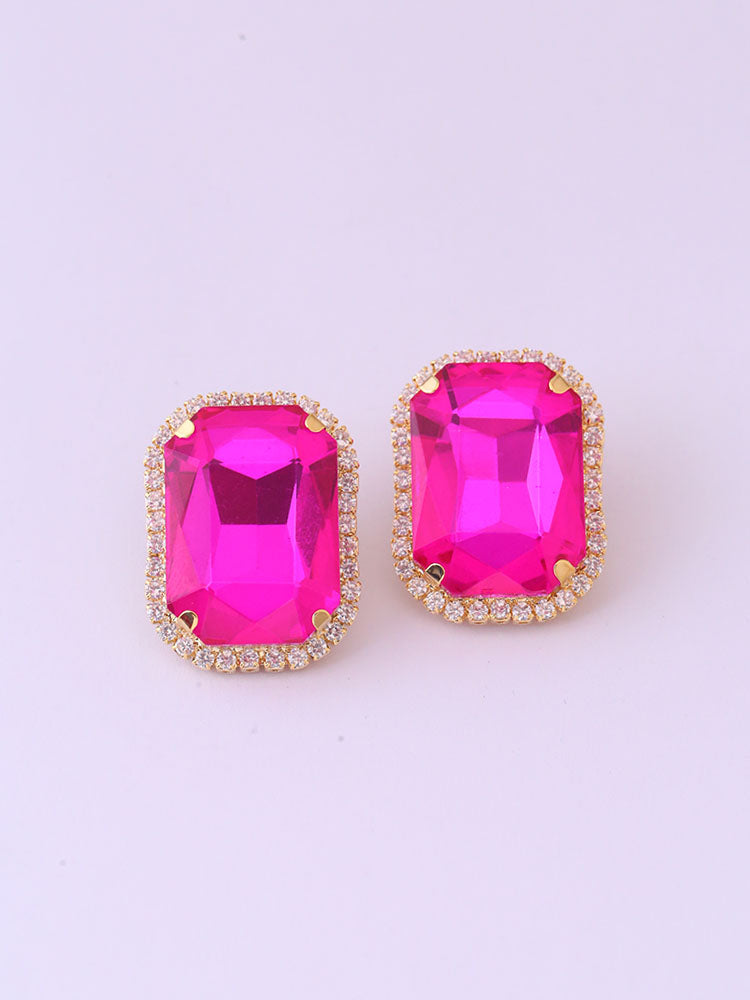 Pink Square Studs