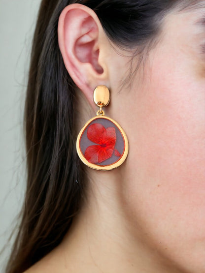 Red Floral Danglers