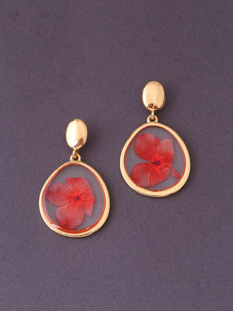 Red Floral Danglers