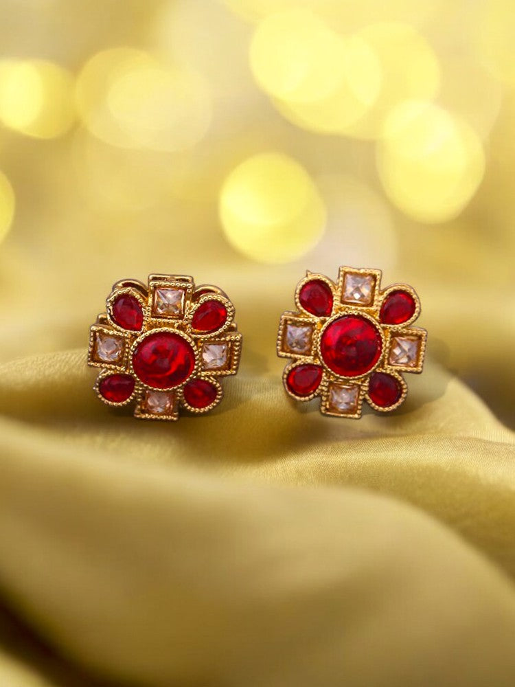 Red Flower Studs