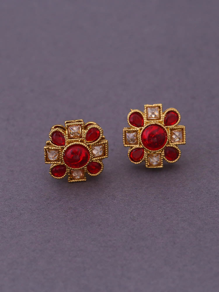 Red Flower Studs