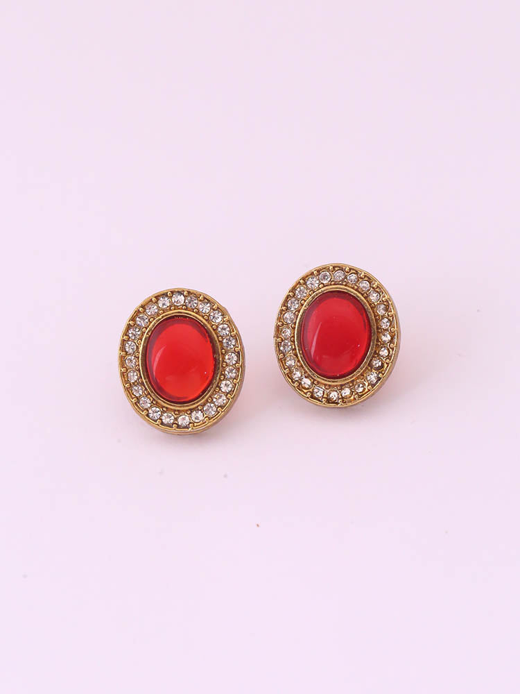 Red Oval Studs