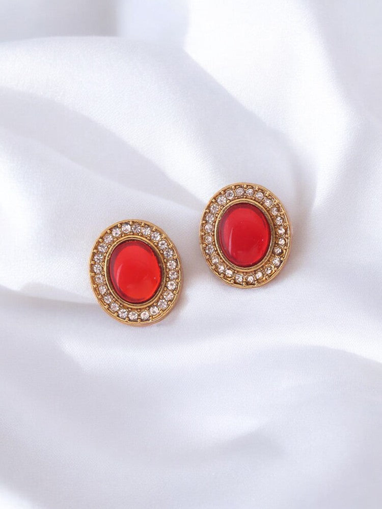 Red Oval Studs