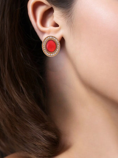 Red Oval Studs