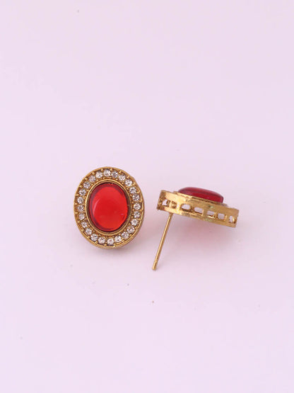 Red Oval Studs