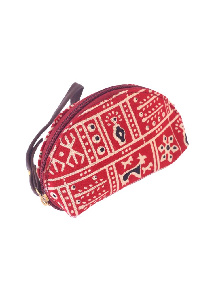 Red Printed Fabric Purse