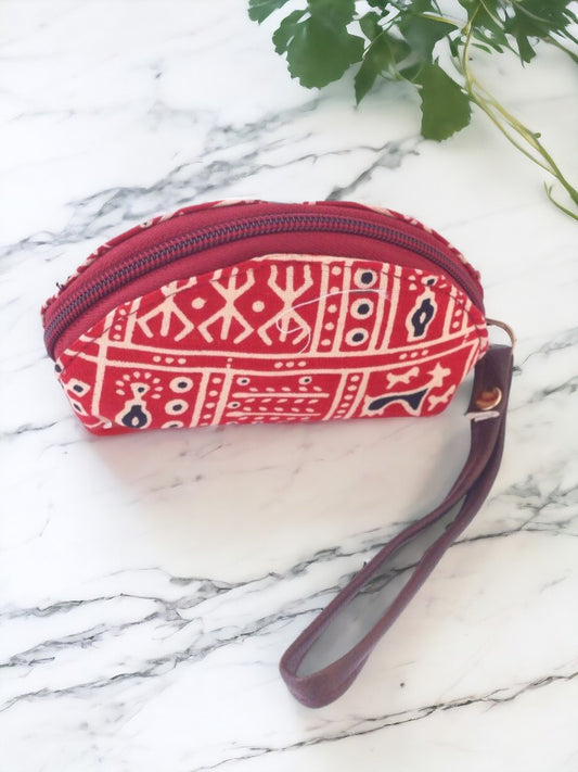 Red Printed Fabric Purse