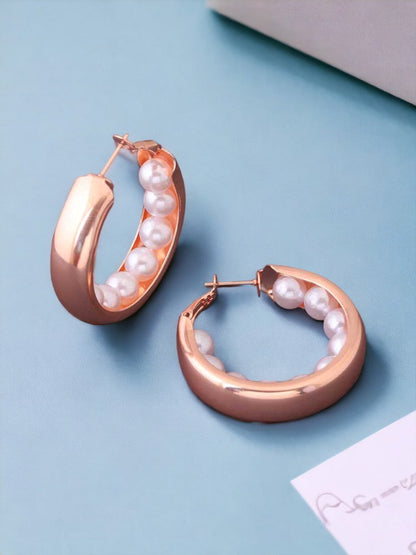 Rose Gold Crescent Hoops