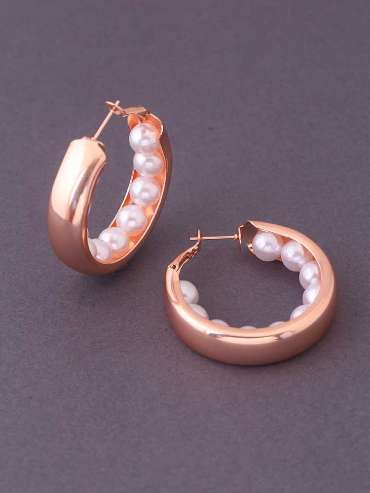 Rose Gold Crescent Hoops