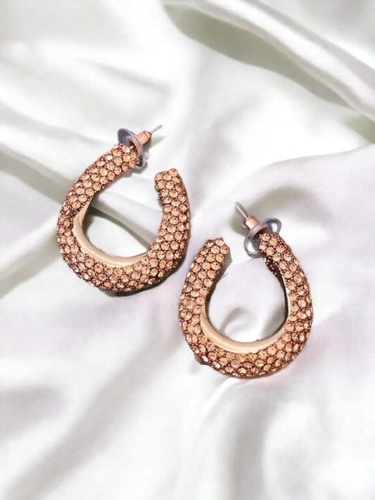 Rose Gold Pave Hoops