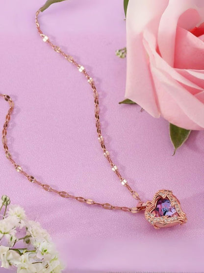 Rose Gold Heart Crystal Pendant