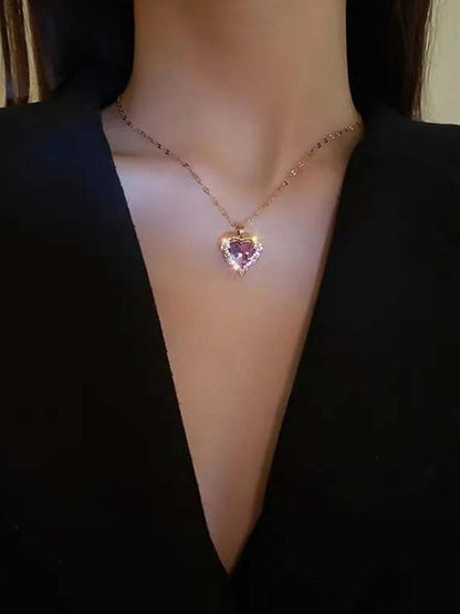 Rose Gold Heart Crystal Pendant