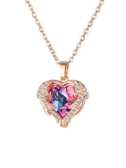 Rose Gold Heart Crystal Pendant