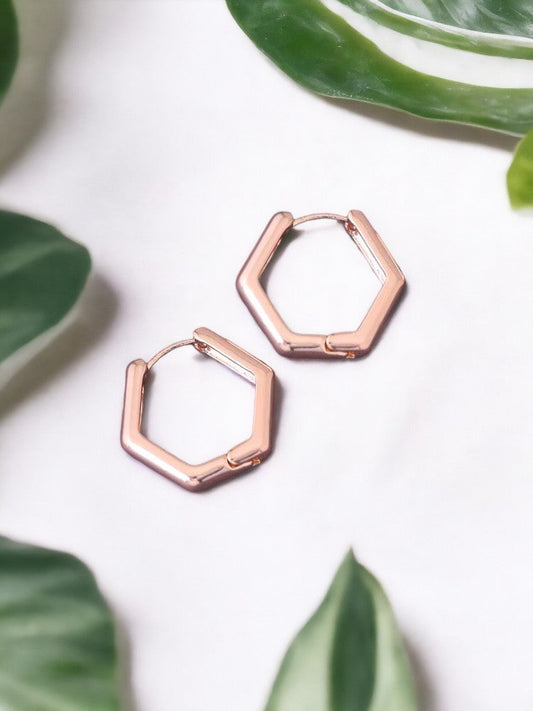 Rose Gold Rectangle Hoops