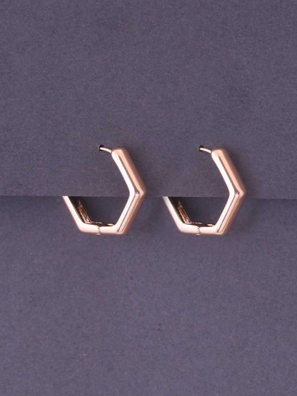 Rose Gold Rectangle Hoops